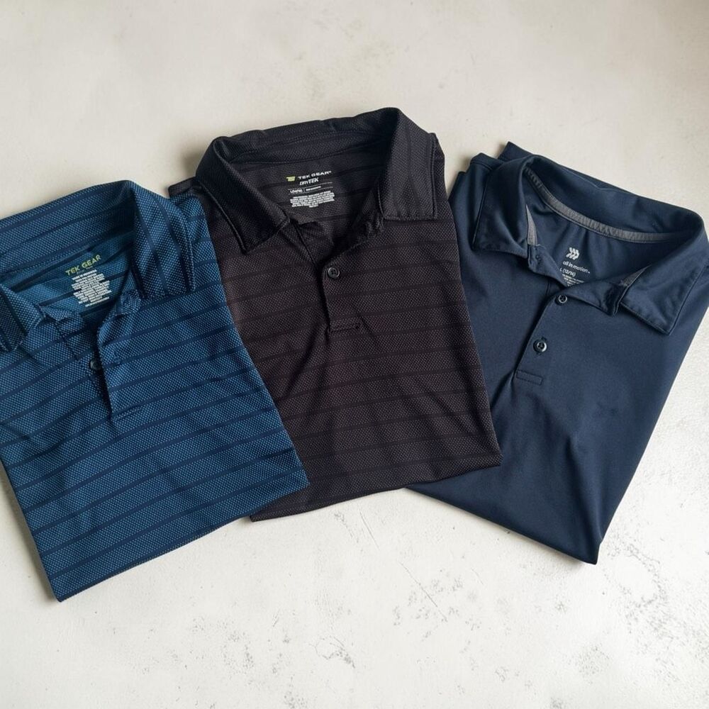 Tek Gear Dry Tek & All In Motion Boys Performance Polo Shirts Lot Size L 14/16